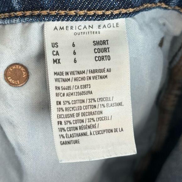 American Eagle Cross Waist Curvy 90's Straight Jean Stretch Size 6 Short - Picture 6 of 6